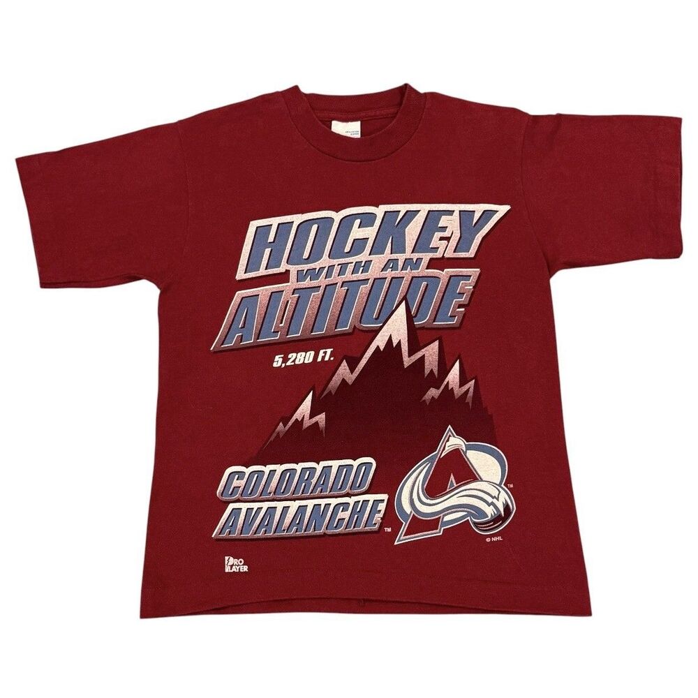 Vintage 90s Colorado Avalanche TShirt Salem Pro Player Single Stitch Youth 10-12